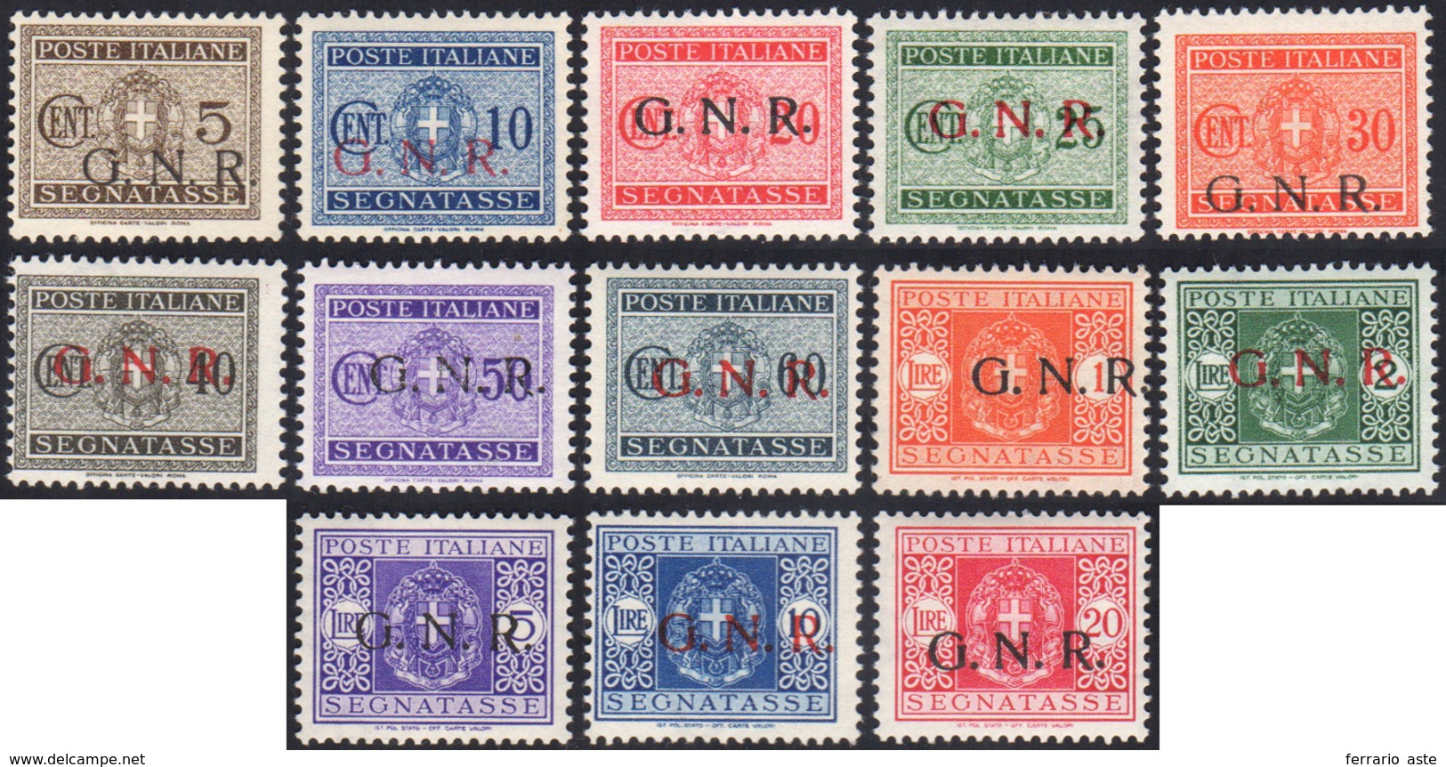 1944 - Soprastampati G.N.R. Di Verona (47/59), Gomma Integra, Perfetti. Cert. Raybaudi Per I Quattro... - Andere & Zonder Classificatie