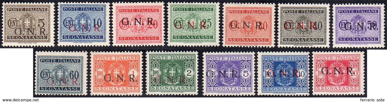 1944 - Soprastampati G.N.R., Tirature Miste Verona/Brescia (S.2308/I), Gomma Originale, Perfetti. Ce... - Andere & Zonder Classificatie