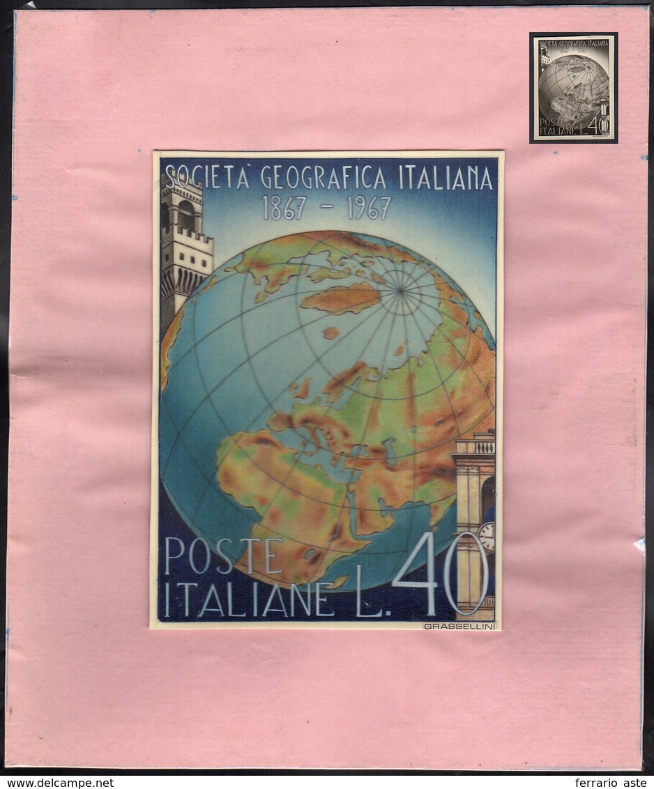 1963 - Bozzetto Non Adottato Per Il Francobollo Commemorativo Della Società Geografica Italiana (103... - Andere & Zonder Classificatie