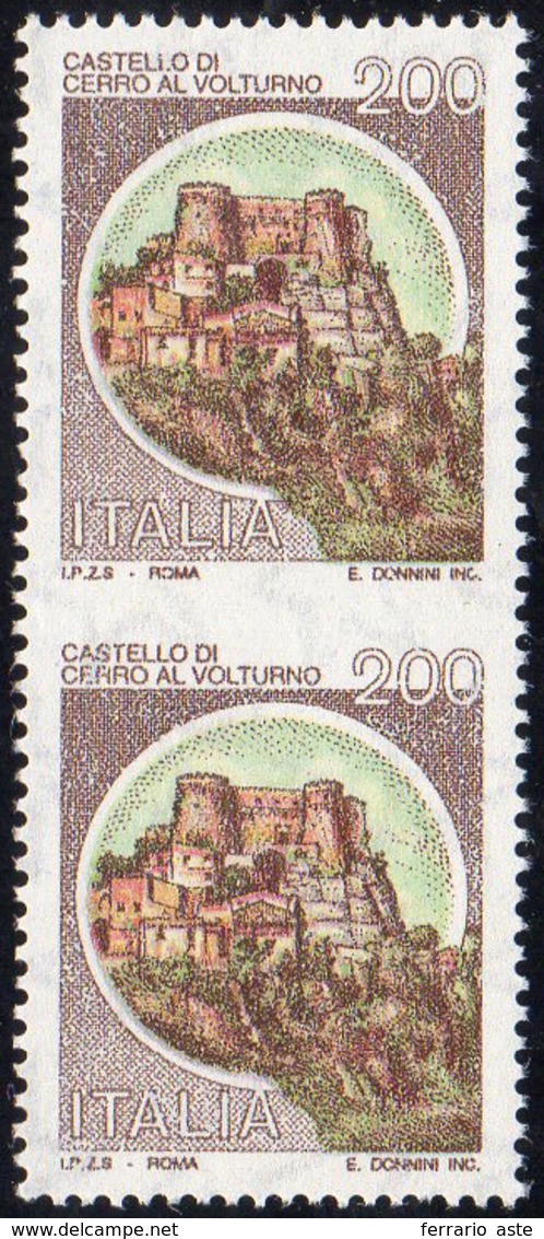 1994 - 200 Lire Castelli D'Italia, Stampa In Rotocalco (1516/II), Coppia Verticale Non Dentellata Al... - Andere & Zonder Classificatie