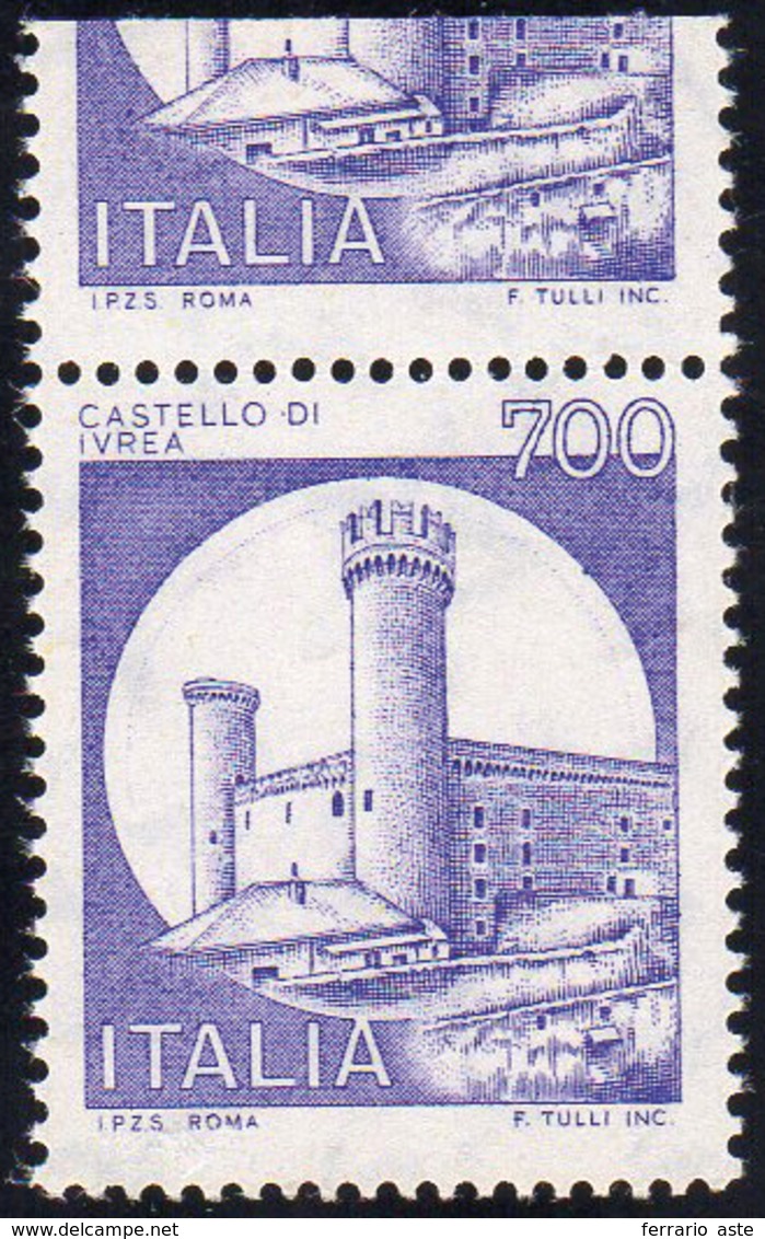 1980 - 700 Lire Castelli, Solo Stampa Del Viola, Francobollo Naturale (cat. Bolaffi 1629B), Gomma In... - Andere & Zonder Classificatie