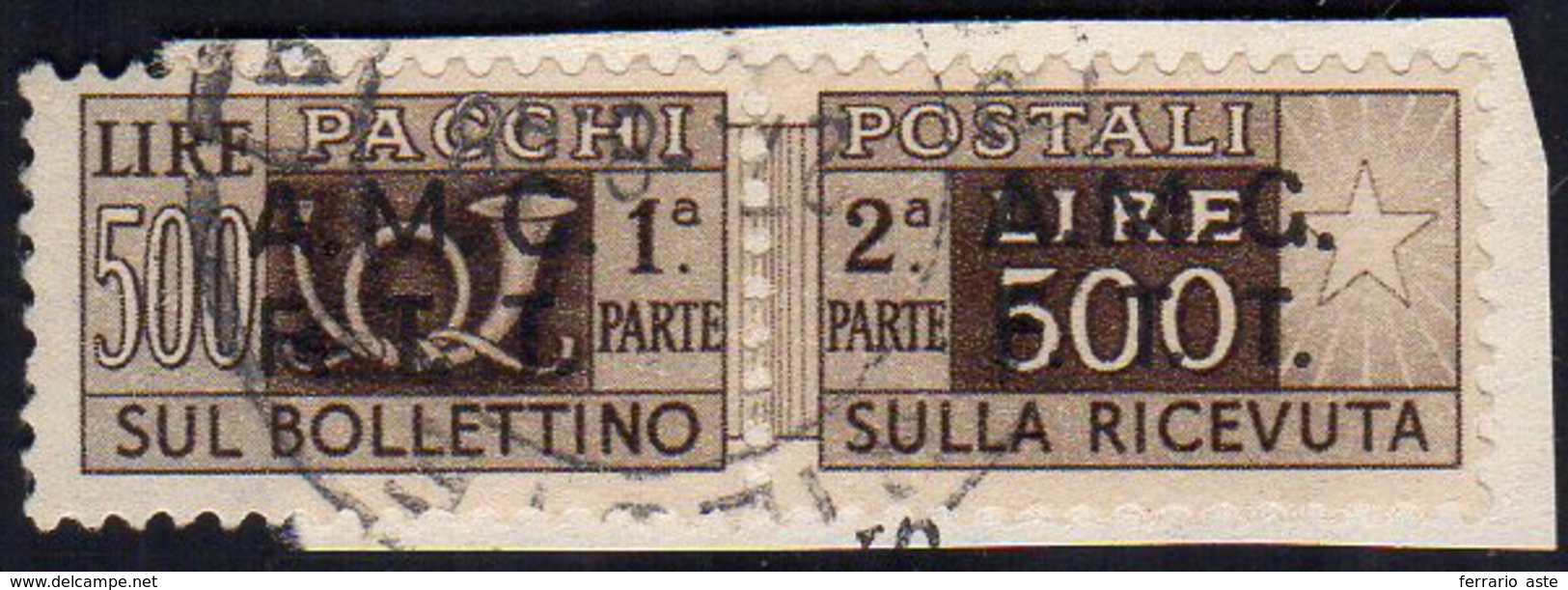 PACCHI POSTALI 1948 - 500 Lire Soprastampa Su Due Righe (12), Perfetto, Usato Su Piccolo Frammento. ... - Andere & Zonder Classificatie