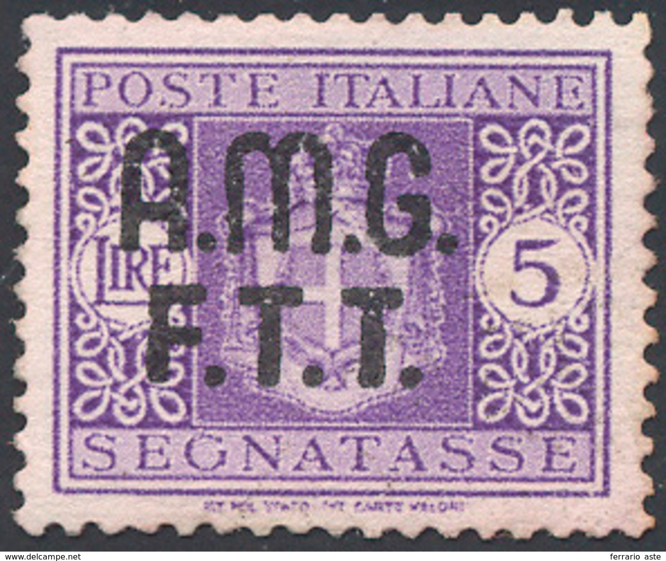 SEGNATASSE 1947 - 5 Lire Senza Filigrana (4A), Senza Gomma, Ottimo Stato. ... - Andere & Zonder Classificatie