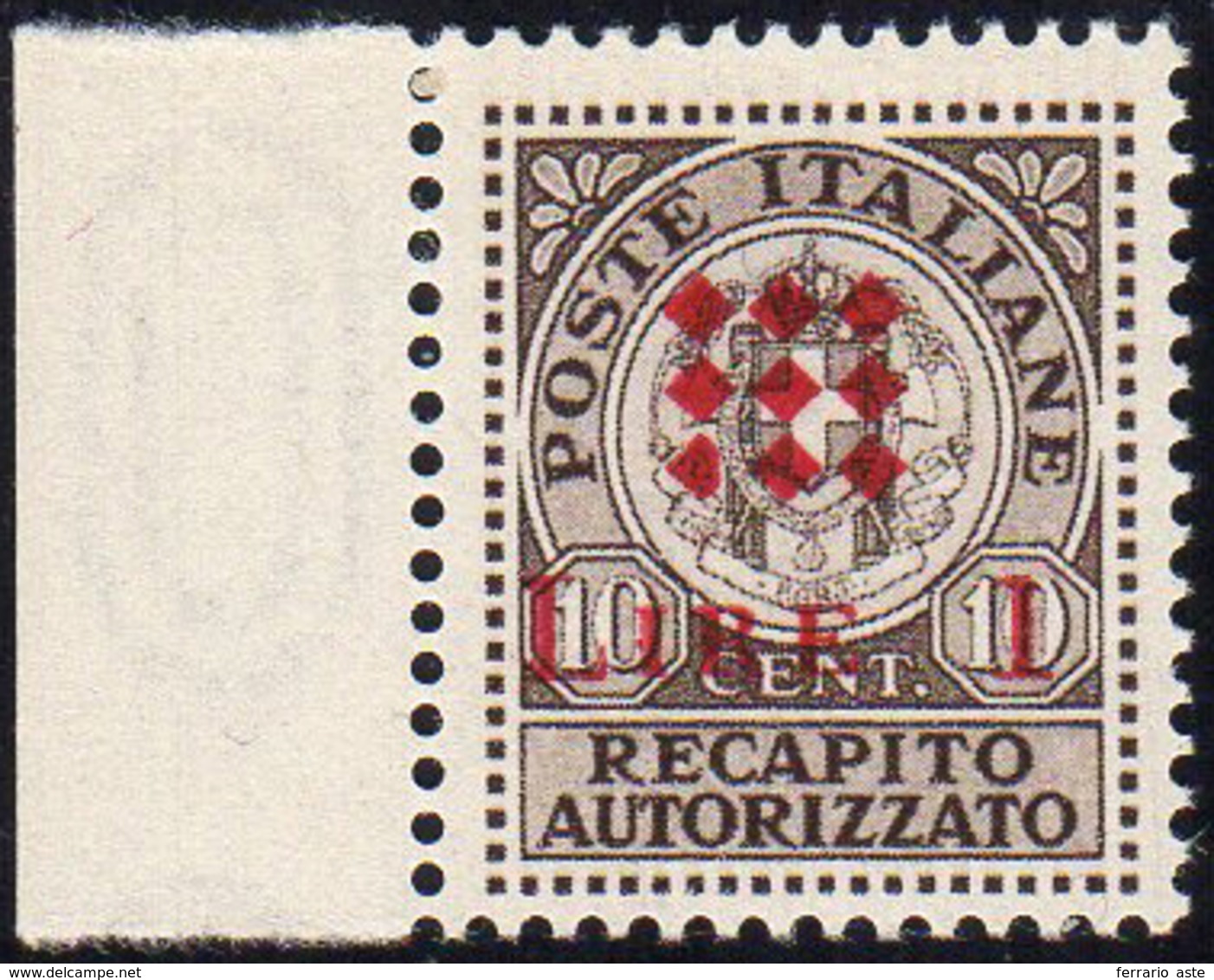 GUIDIZZOLO 1945 - Soprastampa Modificata In Rosso (1B), Bordo Di Foglio, Gomma Integra, Perfetto. Be... - Zonder Classificatie