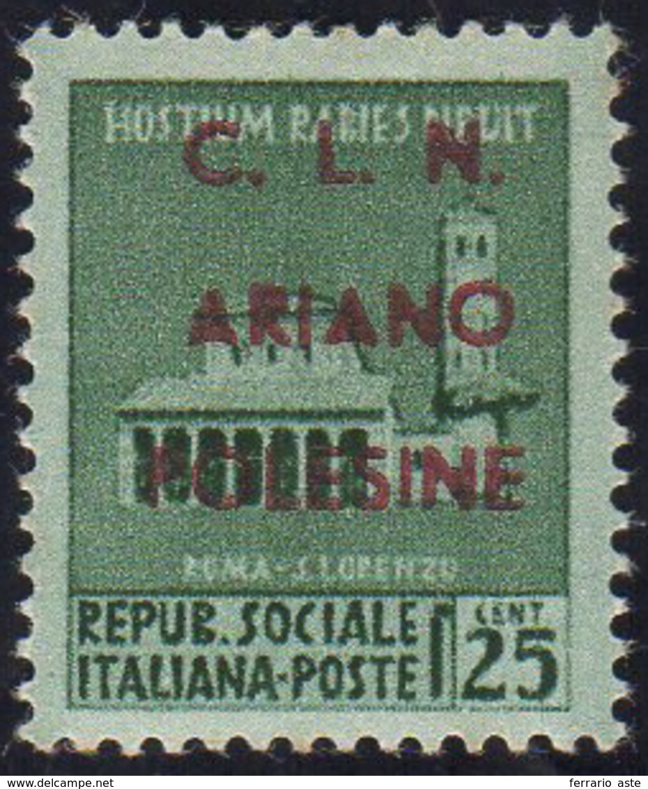 ARIANO POLESINE 1945 - 25 Cent. Soprastampato In Rosso (Errani-Raybaudi 32A), Gomma Originale, Perfe... - Centraal Comité Van Het Nationaal Verzet (CLN)