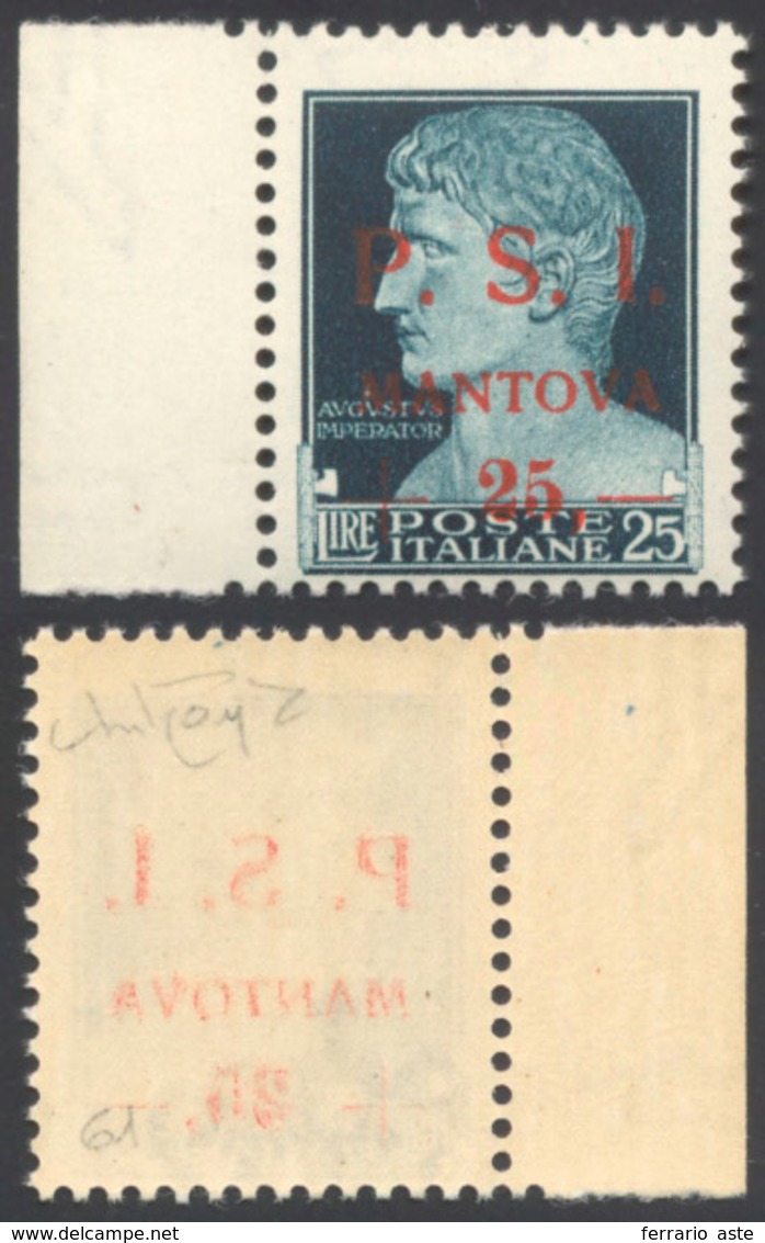 MANTOVA 1945 - 25 Lire Su 25, Decalco Della Soprastampa (10g), Perfetto, Gomma Originale Integra. Ra... - Centraal Comité Van Het Nationaal Verzet (CLN)