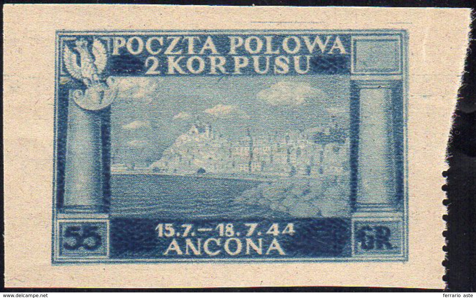 1946 - 55 G. Vittorie Polacche, Carta Grigiastra (2), Dentellato Solo A Destra E Parzialmente, Decal... - 1946-47 Corpo Polacco Periode