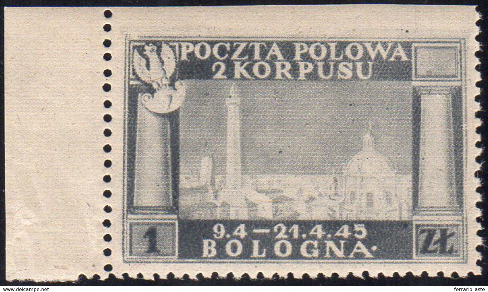 1946 - 1 Z. Vittorie Polacche, Carta Grigiastra (3), Non Dentellato In Alto, Gomma Integra, Perfetto... - 1946-47 Corpo Polacco Periode