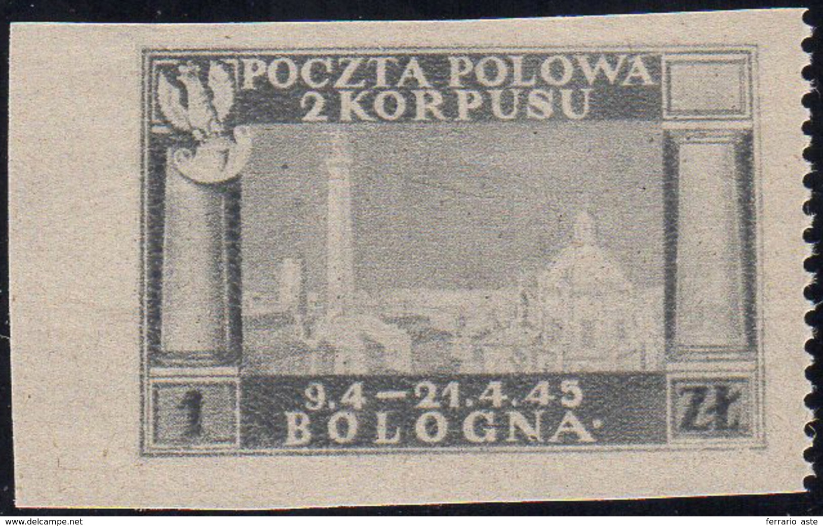 1946 - 1 Z. Vittorie Polacche, Carta Grigiastra, Dentellato Solo A Destra (3bf), Gomma Integra, Perf... - 1946-47 Corpo Polacco Periode