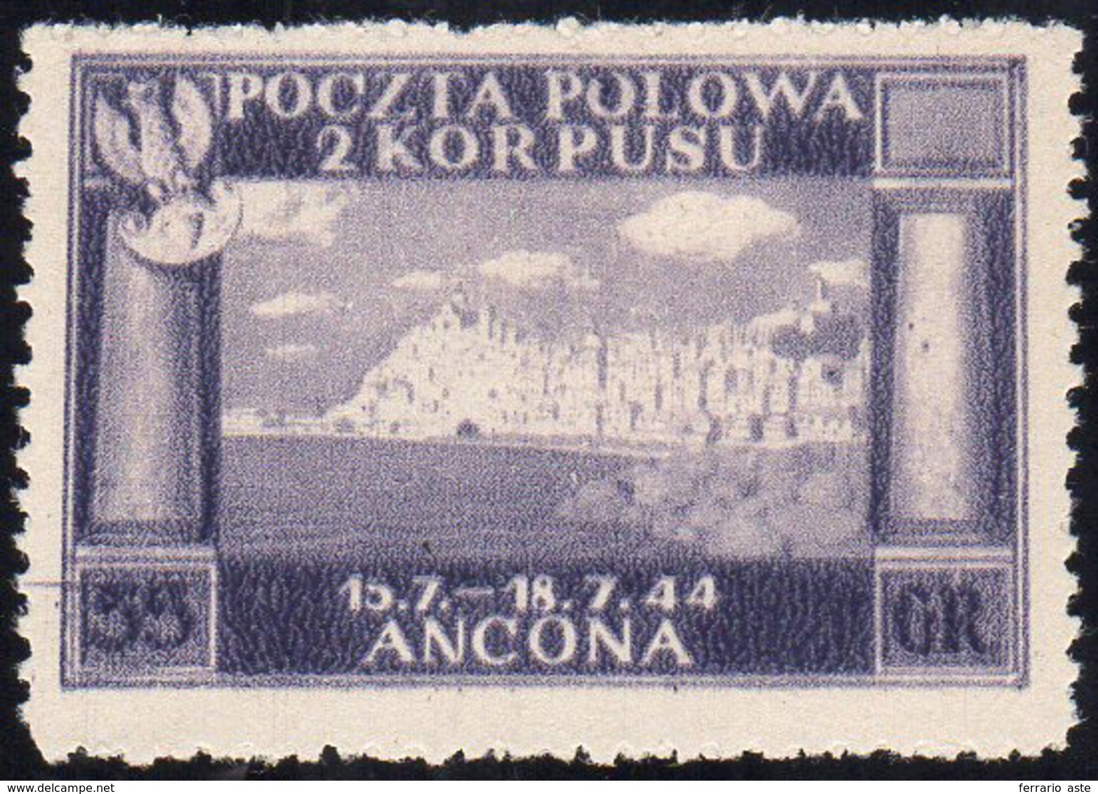 1946 - 55 G. Violetto Vittorie Polacche, Errore Di Colore (6A/I), Ottima Centratura, Dentellatura Co... - 1946-47 Corpo Polacco Periode