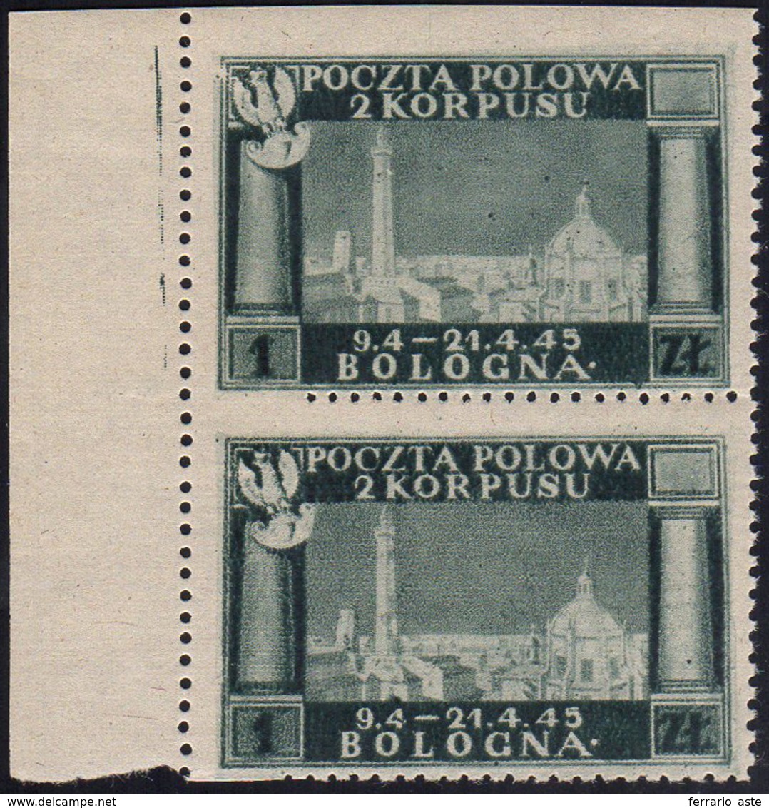 1946 - 1 Z. Vittorie Polacche, Carta Grigia, Salto Nella Dentellatura Orizzontale A Sinistra (11), C... - 1946-47 Corpo Polacco Periode