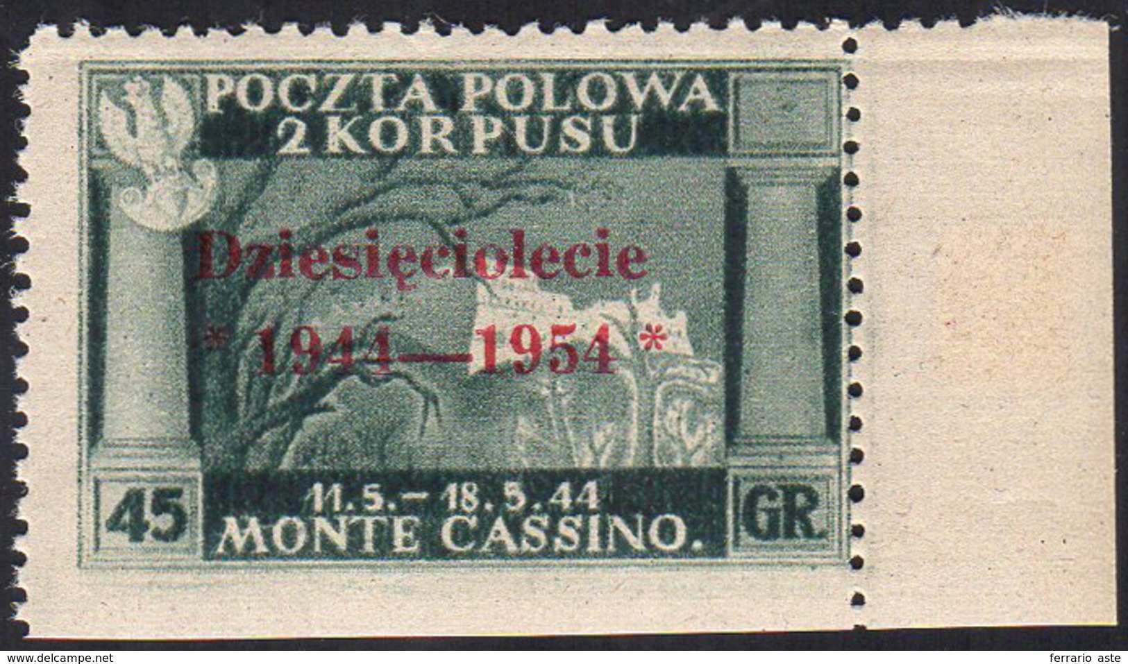 1954 - 45 G. Soprastampa Carminio, Non Dentellato In Basso (4), Gomma Integra, Perfetto. Bella Varie... - Andere & Zonder Classificatie