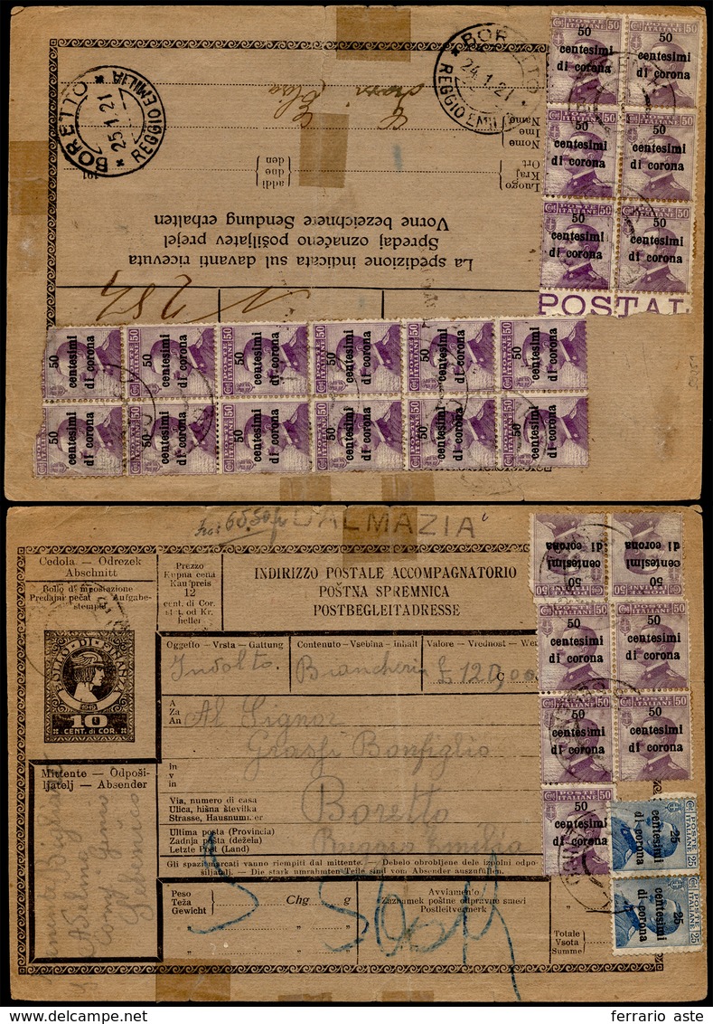 TRENTO E TRIESTE 1921 - 50 Cent. Su 50 Cent., 18 Esemplari, 25 Cent. Su 25 Cent., Coppia (9,6), Alcu... - Andere & Zonder Classificatie