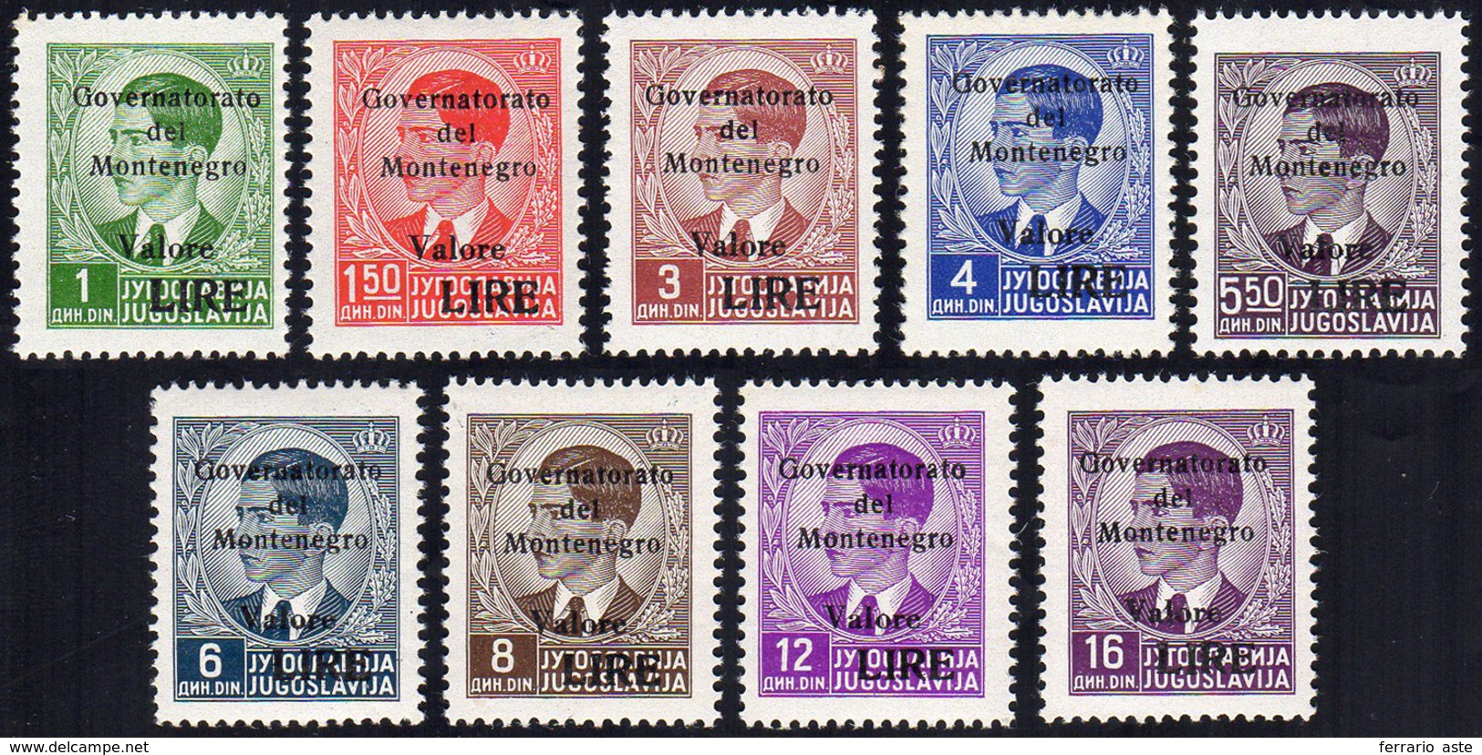 MONTENEGRO 1942 - Soprastampati "Governatorato Del Montenegro" In Nero (40/48), Gomma Integra, Perfe... - Andere & Zonder Classificatie