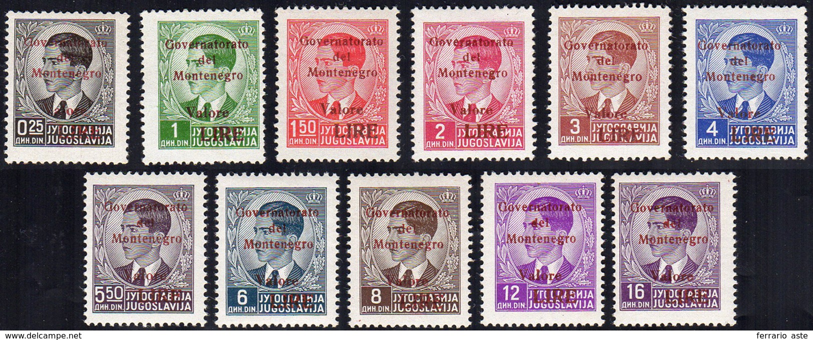 MONTENEGRO 1942 - Soprastampati "Governatorato Del Montenegro" In Rosso (49/59), Gomma Integra, Perf... - Andere & Zonder Classificatie