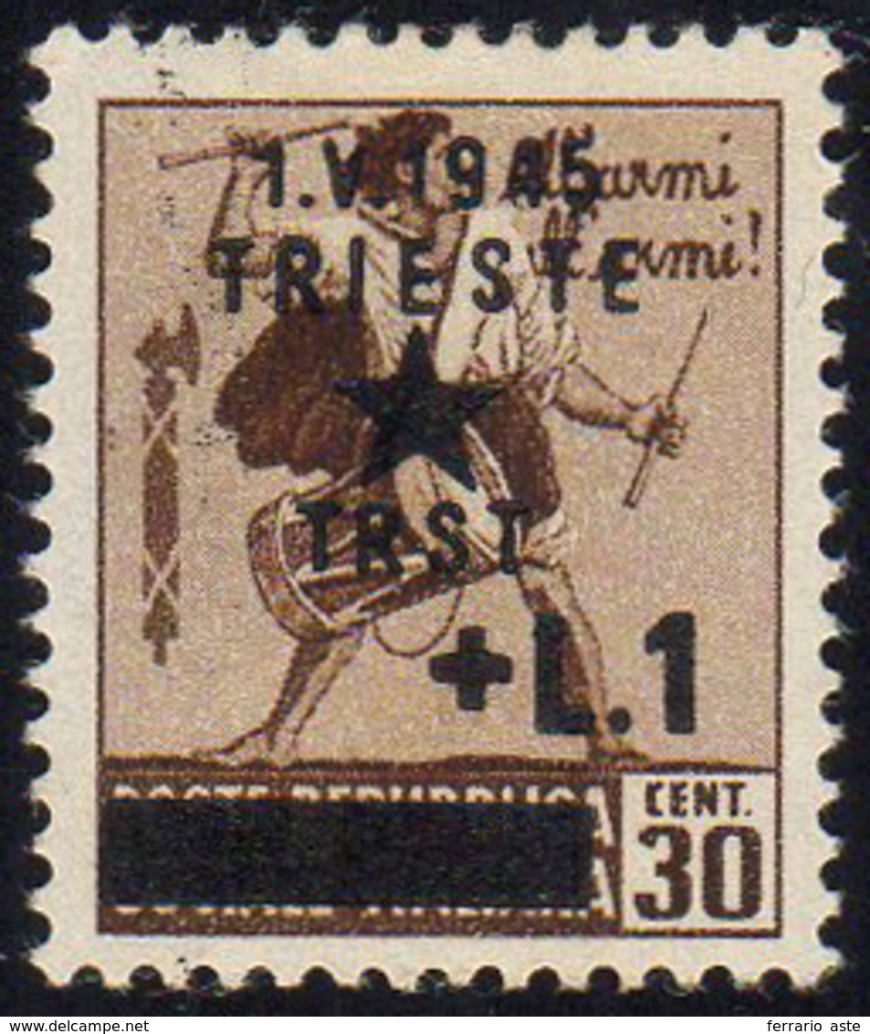 TRIESTE 1945 - 1 Lira Su 30 Cent. Con Filigrana (12), Gomma Originale, Perfetto. ... - Andere & Zonder Classificatie