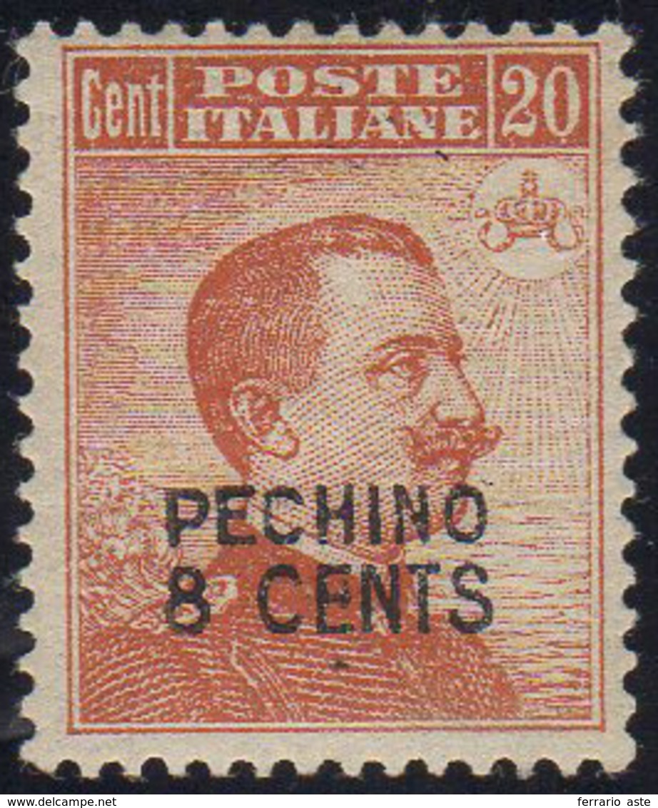 PECHINO 1917 - 8 Cent. Soprastampato A Mano (5), Gomma Integra, Perfetto. Bello E Raro! G.Avanzo, Ce... - Andere & Zonder Classificatie