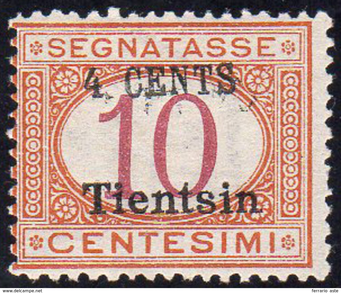 TIENTSIN SEGNATASSE 1918 - 4 Cent. Su 10 Cent., Lieve Doppia Soprastampa (5), Gomma Originale, Perfe... - Andere & Zonder Classificatie