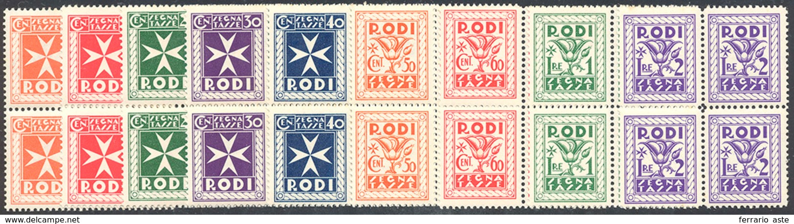 SEGNATASSE 1934 - Serie Completa (1/9), Blocchi Di Quattro, Gomma Originale Inegra, Perfetti. Ottima... - Egée