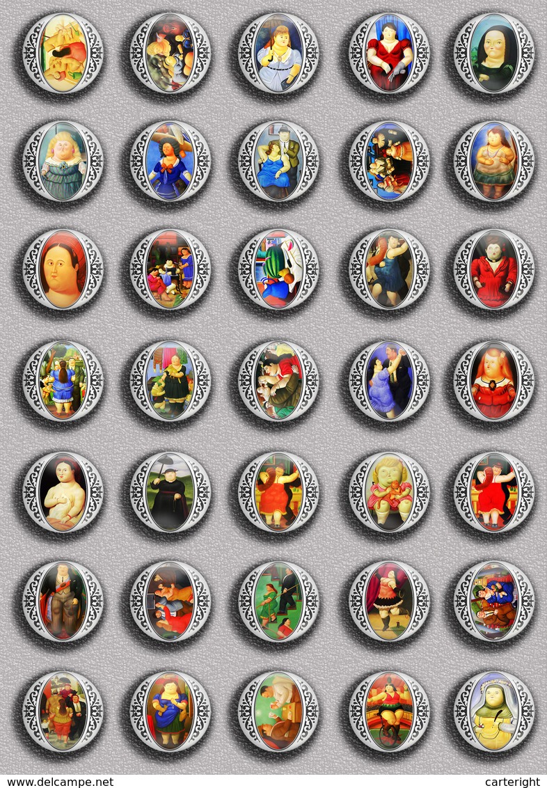 Fernando Botero Painting Fan ART BADGE BUTTON PIN SET 4 (1inch/25mm Diameter) 35 DIFF - Otros & Sin Clasificación