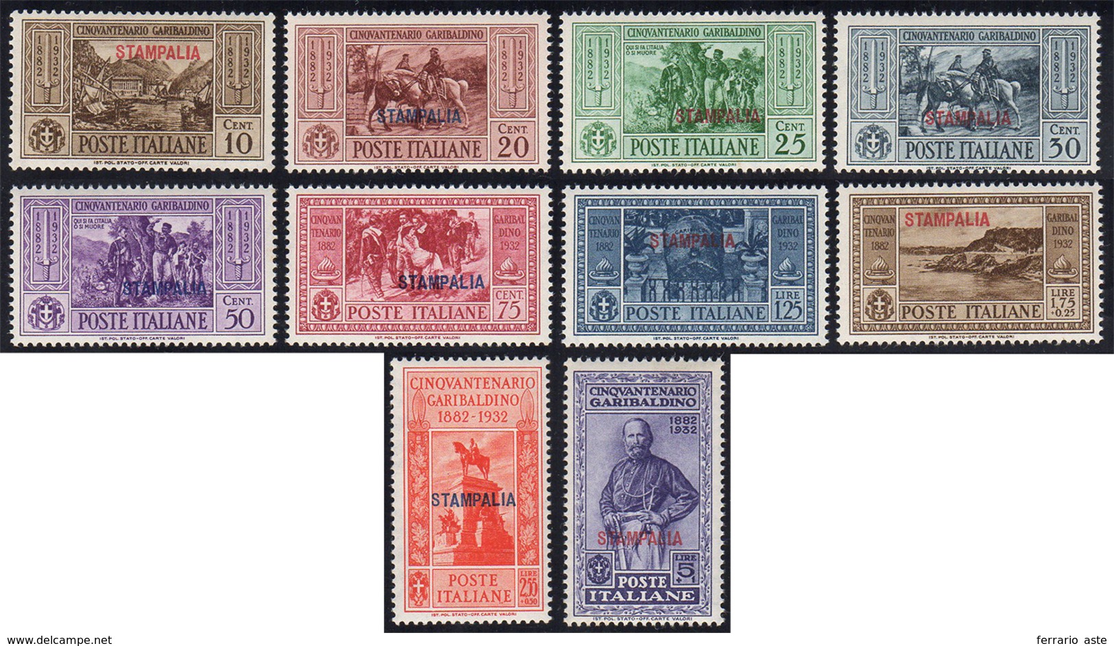 STAMPALIA 1932 - Garibaldi (17/26), Gomma Integra, Perfetti. ... - Egée