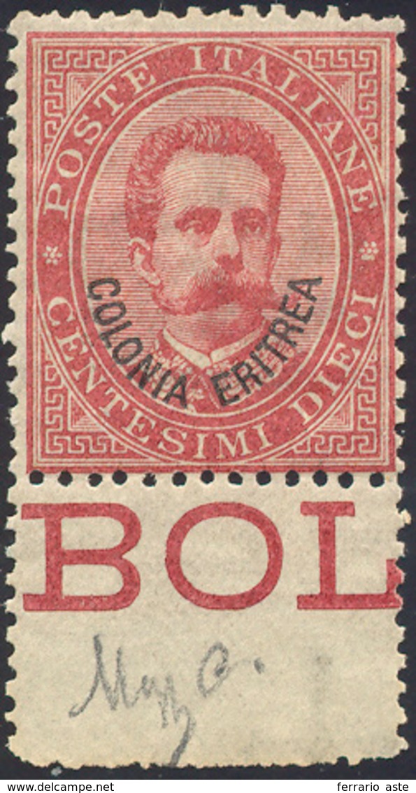 1893 - 10 Cent. Umberto I (4), Bordo Di Foglio, Buona Centratura, Gomma Originale Integra, Perfetto.... - Eritrea