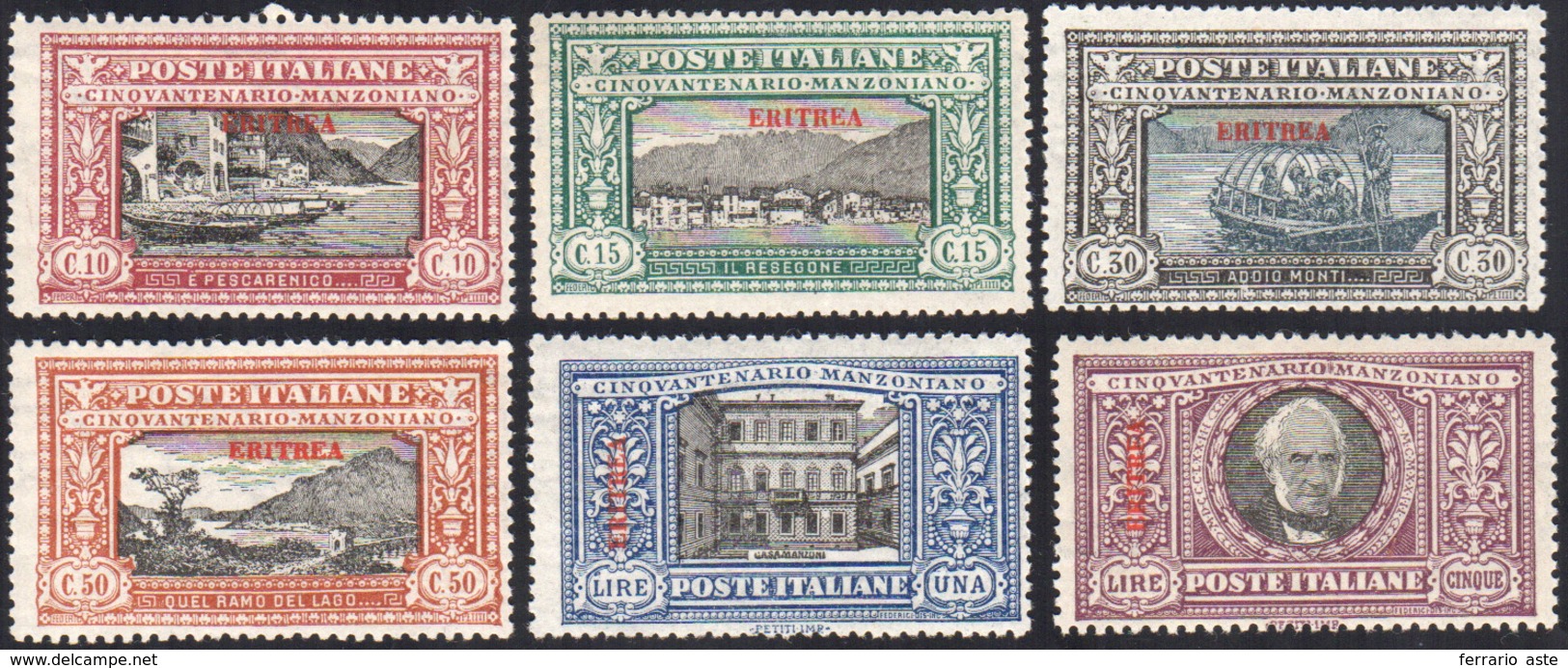 1924 - Manzoni (71/76), Gomma Integra, Perfetti. Cert. Diena Per Il 5 Lire, Ben Centrato. ... - Eritrea