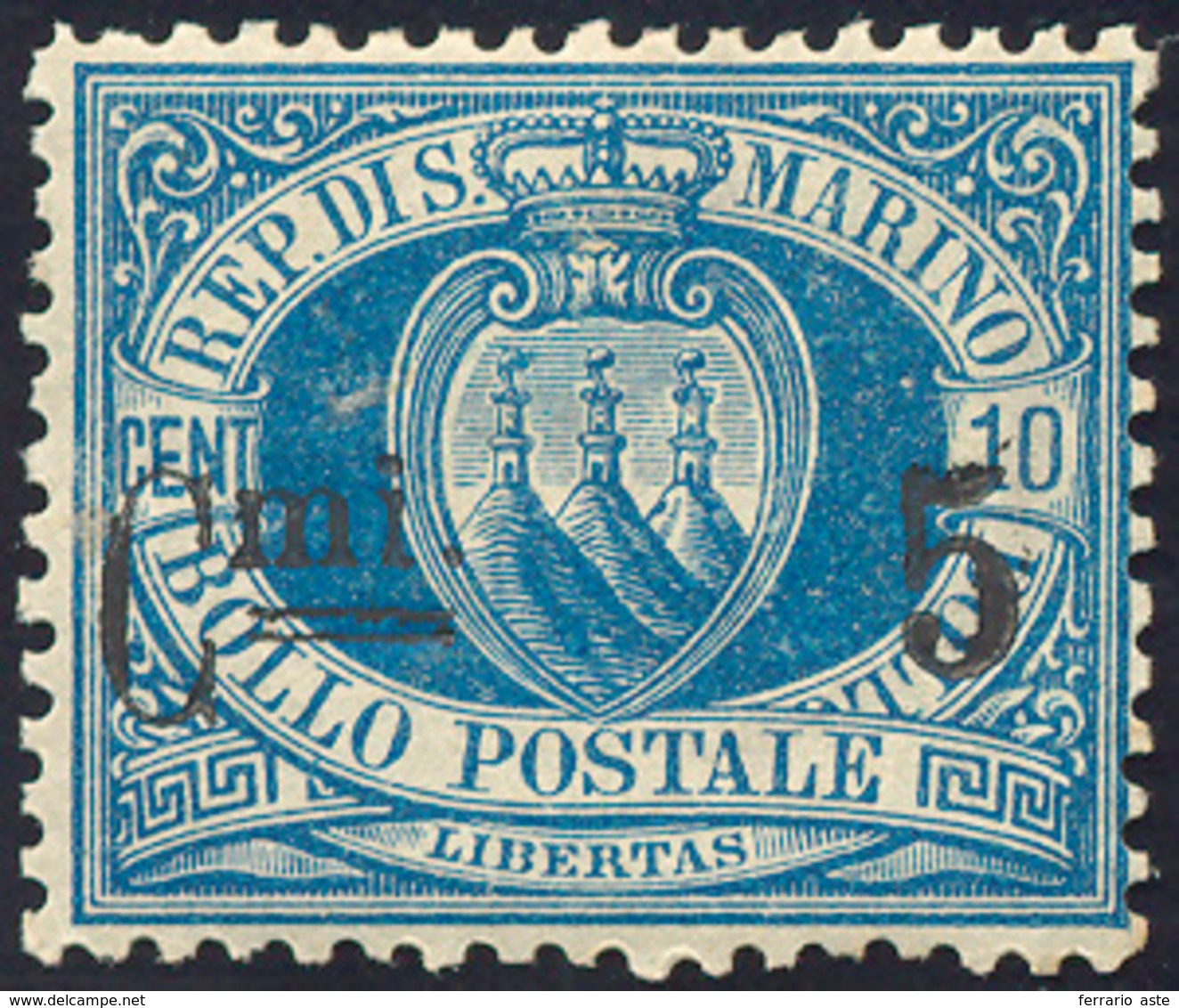 1892 - 5 Cent. Su 10 Cent., Due Linee Sottili Invece Di Una Spessa (8k), Ben Centrato, Gomma Origina... - Andere & Zonder Classificatie