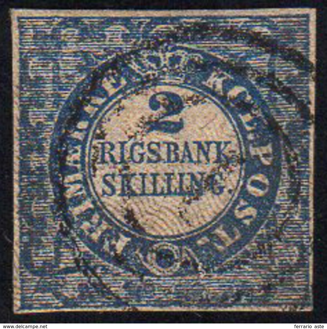 DANIMARCA 1852 - 2 S. Cifra (1), Usato, Perfetto, Usato Con Il Bollo Numerale N. 1 Di Copenhagen. Ce... - Andere-Europa