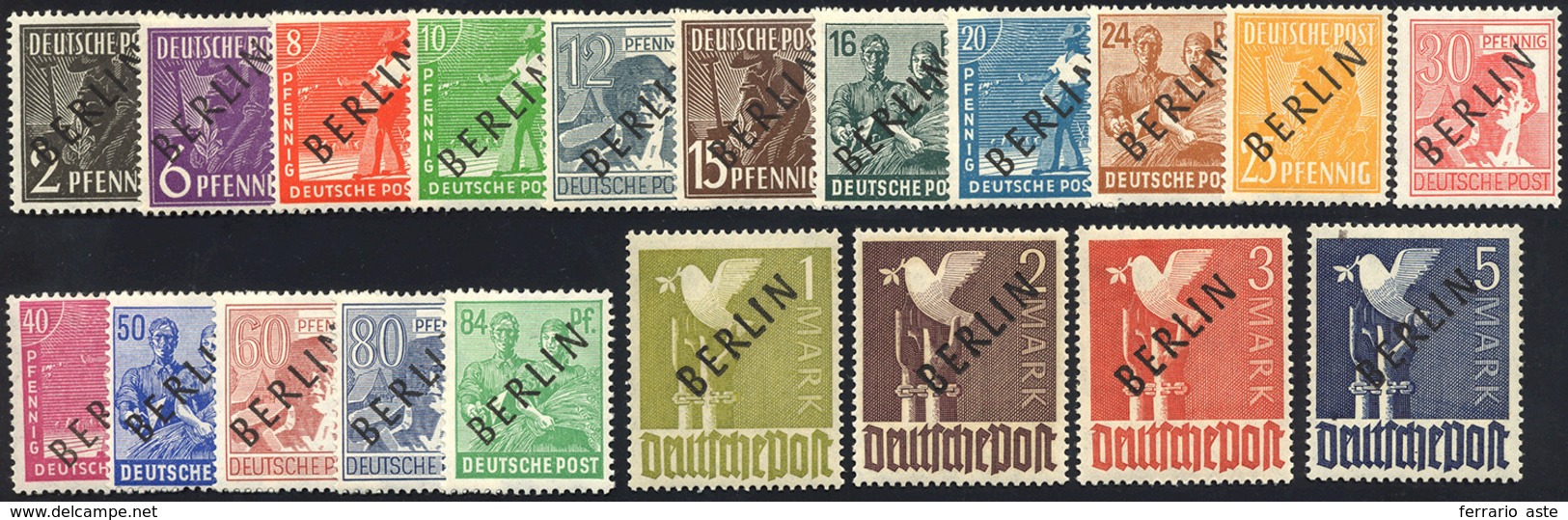 GERMANIA BERLINO 1949 - Soprastampati BERLIN In Nero (1/A-20/A), Gomma Integra, Perfetti. Cert. Caff... - Andere-Europa