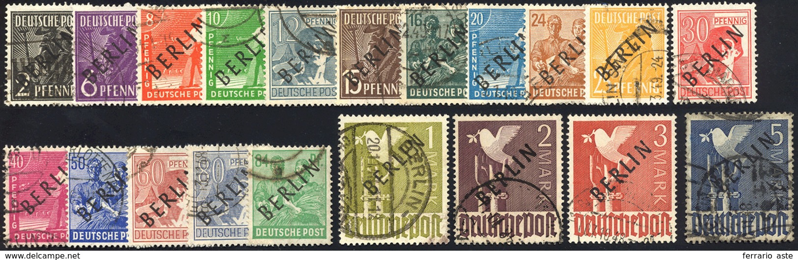 GERMANIA BERLINO 1949 - Soprastampati BERLIN In Nero (1/A-20/A), Usati, Perfetti. Timbrino Schleglel... - Andere-Europa