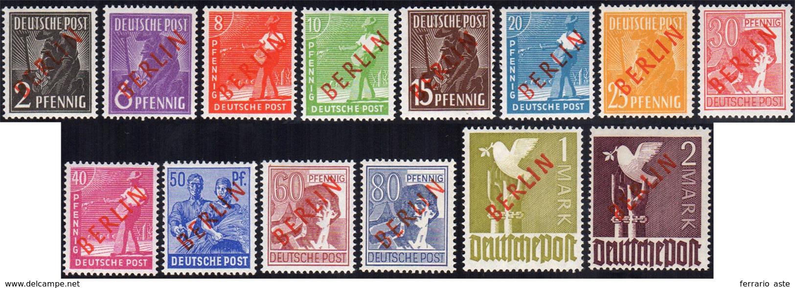 GERMANIA BERLINO 1949 - Soprastampati BERLIN In Rosso (1/B-18/B), Gomma Integra, Perfetti. Cert. Ray... - Andere-Europa