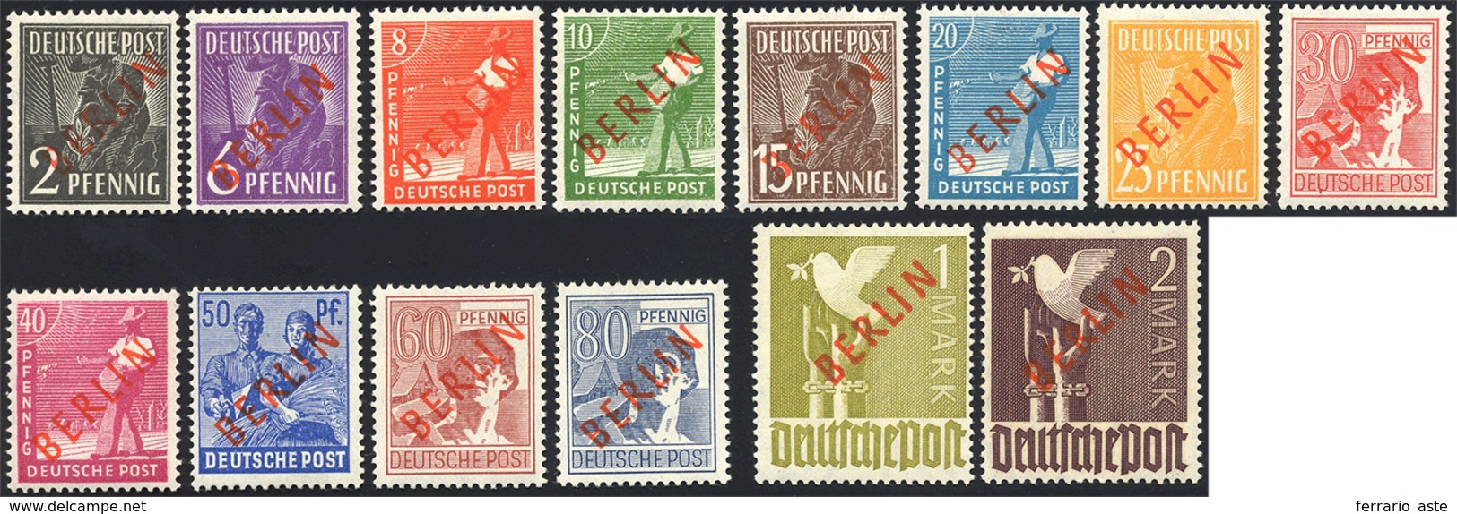 GERMANIA BERLINO 1949 - Soprastampati BERLIN In Rosso (1/B-18/B), Gomma Integra, Perfetti. Molto Fre... - Europe (Other)