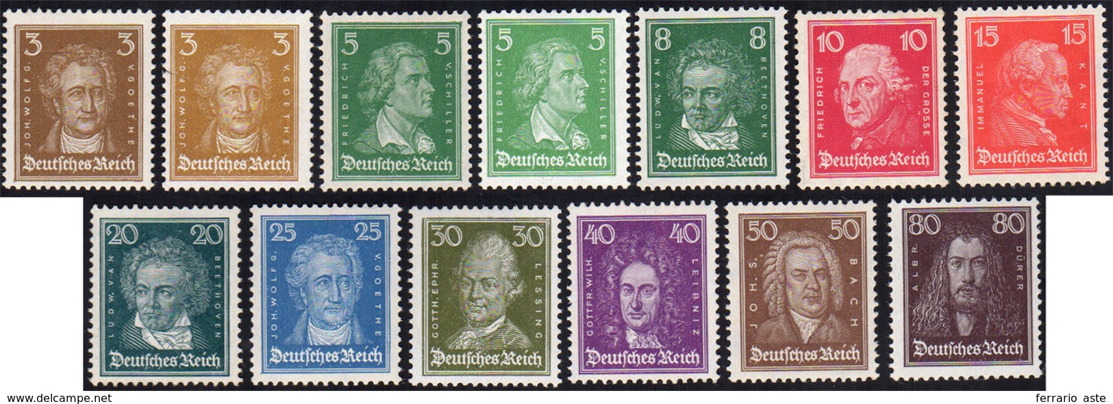 GERMANIA REICH 1926/27 - Uomini Illustri (379/389), Gomma Integra, Perfetti. Cert. Raybaudi Per Gli ... - Andere-Europa