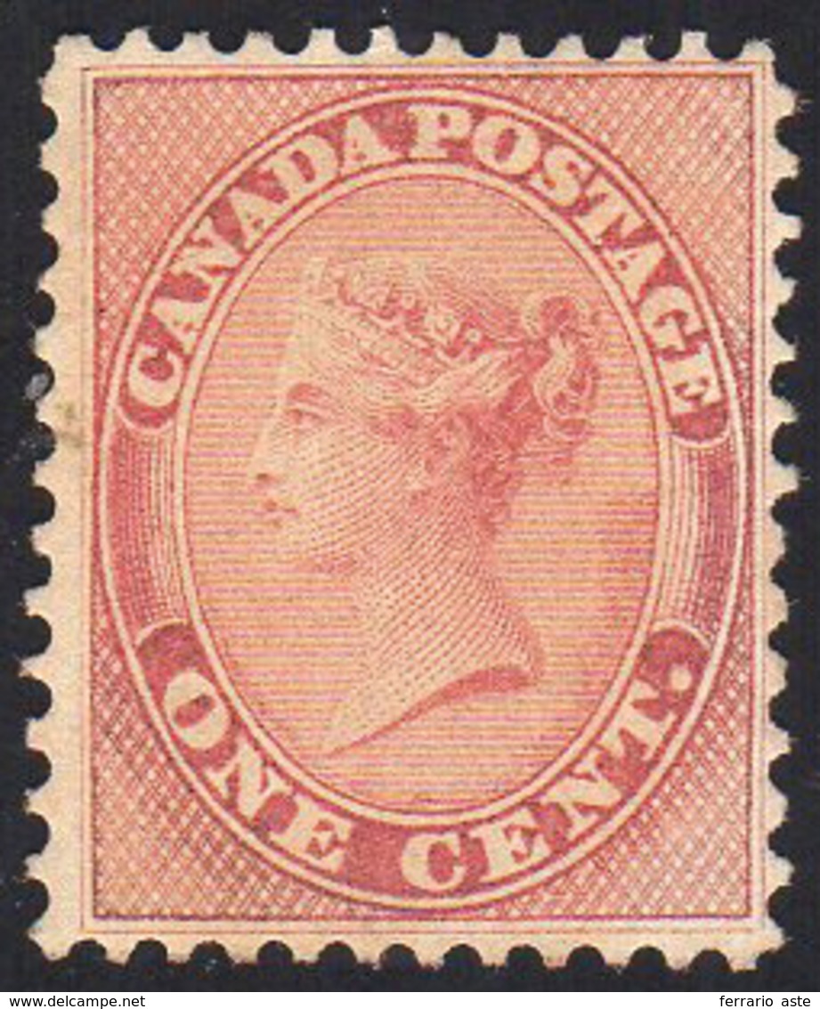 CANADA 1859 - 1 Cent. Rosa Regina Vittoria (12), Gomma Originale, Perfetto. A.Diena. ... - Andere & Zonder Classificatie