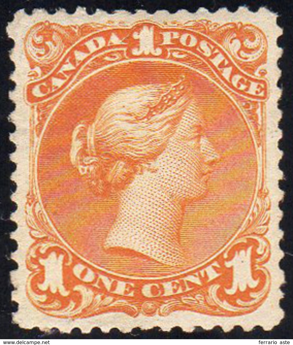 CANADA 1868 - 1 Cent. Arancio Regina Vittoria (19a), Gomma Originale, Perfetto. ... - Andere & Zonder Classificatie