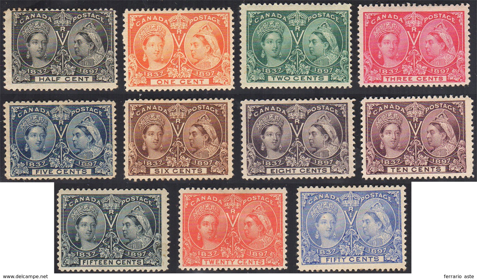 CANADA 1897 - Anniversario Del Regno Di Vittoria, 11 Valori (38/48), Gomma Originale, Perfetti. ... - Andere & Zonder Classificatie