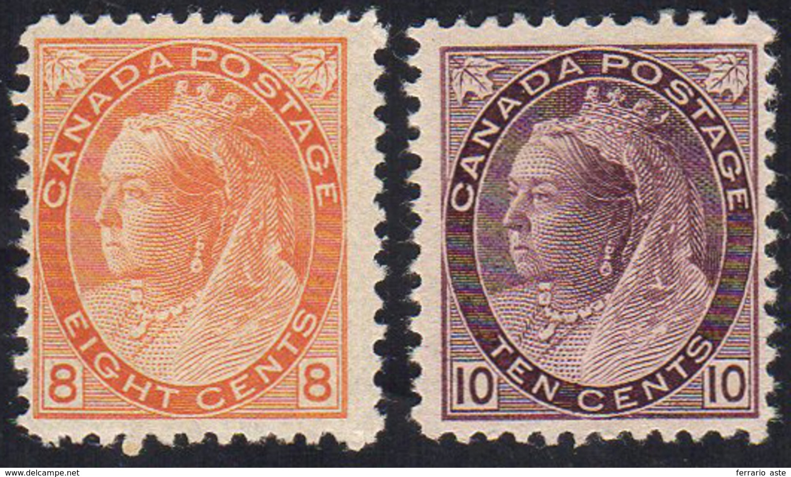 CANADA 1898/1903 - 8 E 10 Cent. Regina Vittoria, Cifre Negli Angoli Inferiori (70/71), Gomma Integra... - Andere & Zonder Classificatie
