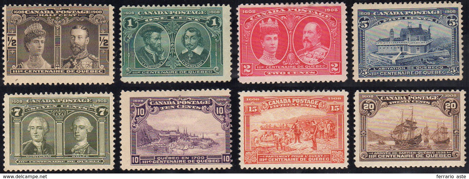 CANADA 1908 - Fondazione Del Quebec (85/92), Gomma Originale, Perfetti. ... - Andere & Zonder Classificatie