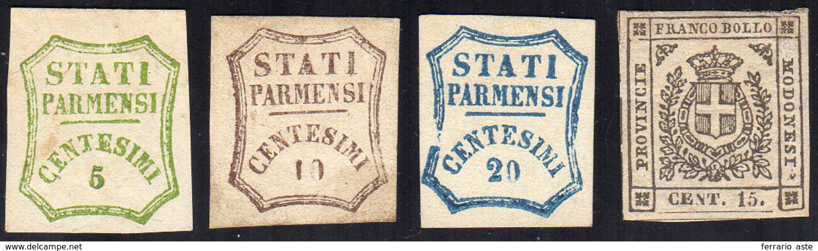 PARMA GOV. PROVVISORIO/MODENA GOV. PROVVISORIO 1859 - 5 Cent. Verde Giallo, 10 Cent. Bruno, 20 Cent.... - Andere & Zonder Classificatie