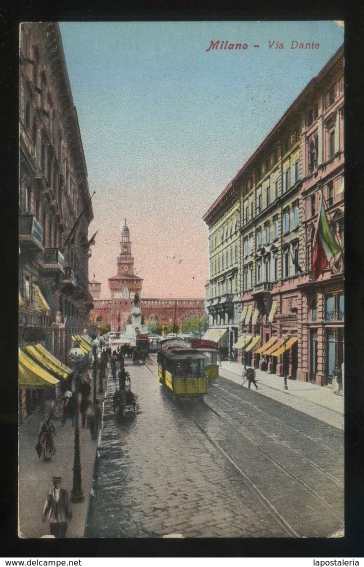 Milano. *Via Dante* Circulada 1916, Censura Militar. - Milano (Milan)