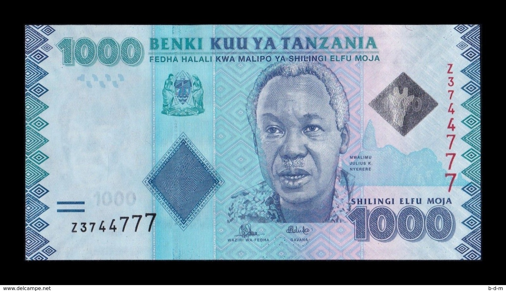 Tanzania 1000 Shillings 2015 Pick 41Br Replacement Serie Z UNC - Tanzania