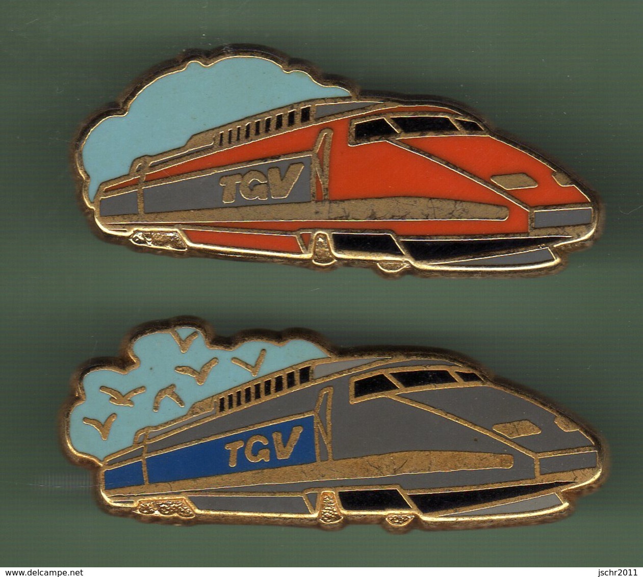 TGV *** BRUNOY RAIL *** Signe ARC EN CIEL *** Lot De 2 Pin's Differents ***  TRAINS-02 - TGV