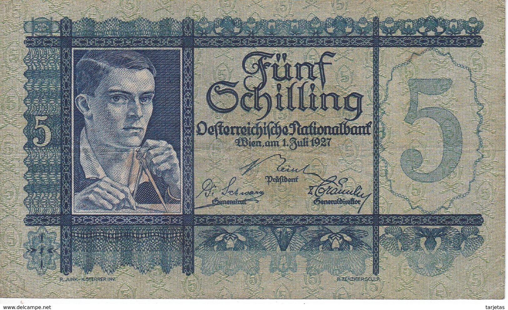 BILLETE DE AUSTRIA DE 5 SCHILLING DEL AÑO 1927 (BANKNOTE-BANK NOTE) - Austria