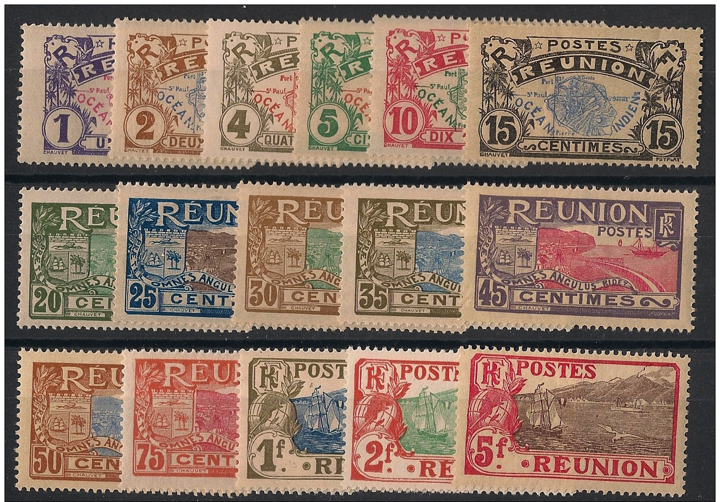 Réunion - 1907-17 - N°Yv. 56 à 71 - Série Complète - Neuf * / MHVF - Neufs