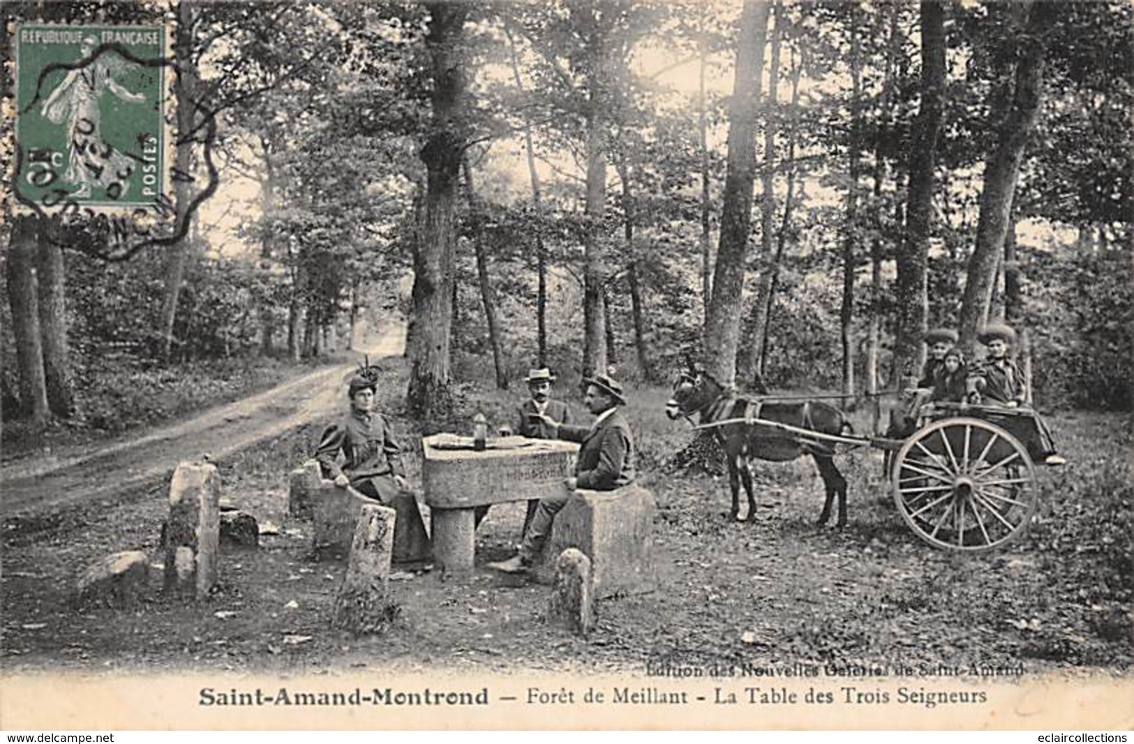 Saint Amand Montrond        18     La Forêt De Meillant . La Table Des Trois Seigneurs . Attelage âne        (voir Scan) - Saint-Amand-Montrond