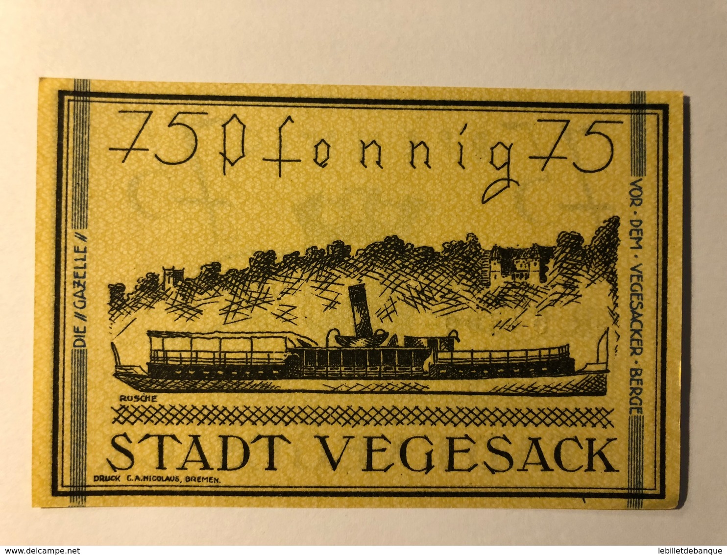 Allemagne Notgeld Vegesack 75 Pfennig - Sammlungen