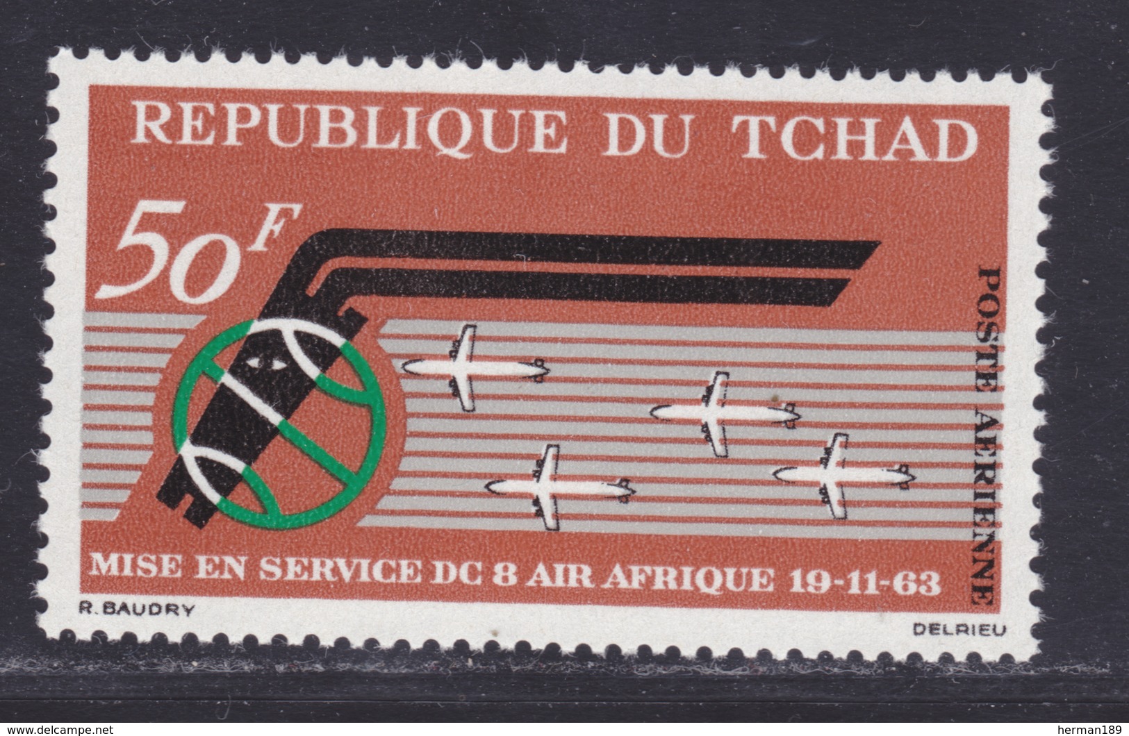 TCHAD AERIENS N°   10 ** MNH Neuf Sans Charnière, TB (D7692) Avion DC8, Air Afrique - 1963 - Chad (1960-...)