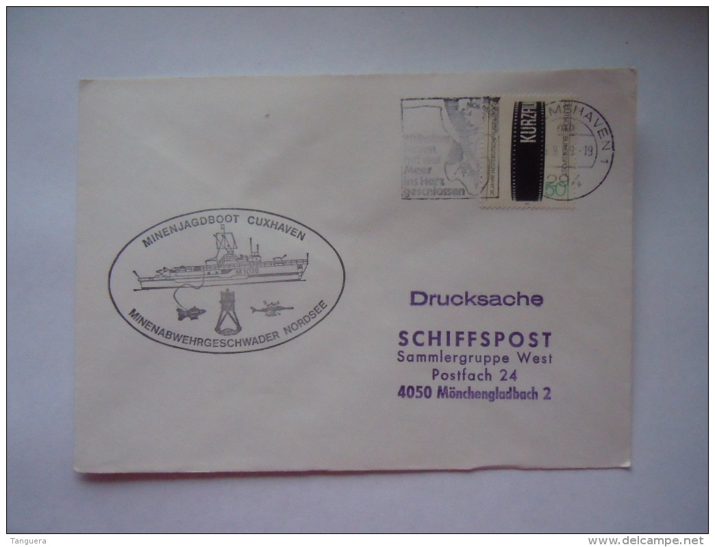 Deutsche Bundespost Enveloppe Cachet De Bateau Marine Schiffstempel  1980 Minenjagdboot Cuxhaven - Autres & Non Classés