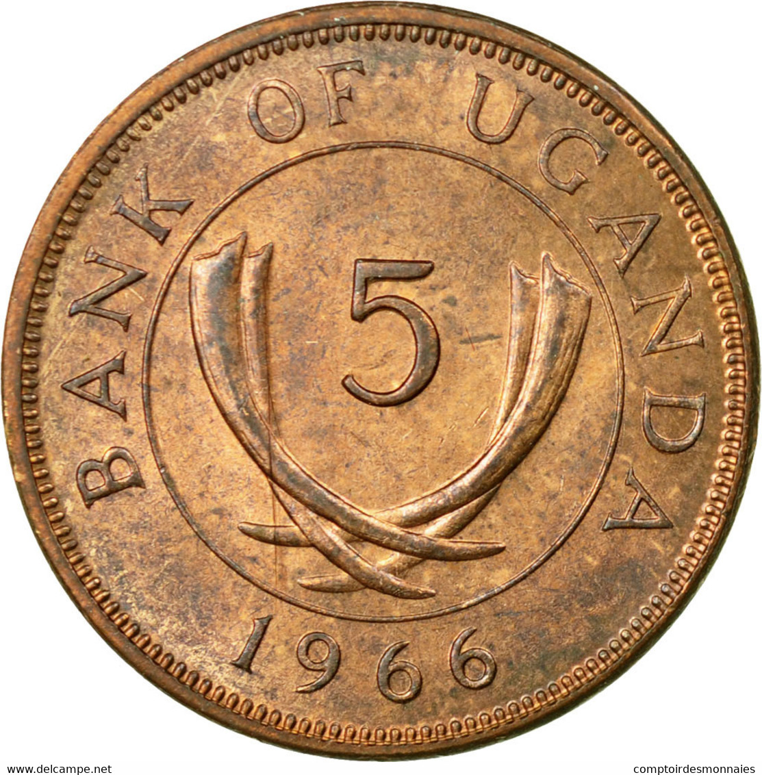 Monnaie, Uganda, 5 Cents, 1966, TTB, Bronze, KM:1 - Ouganda